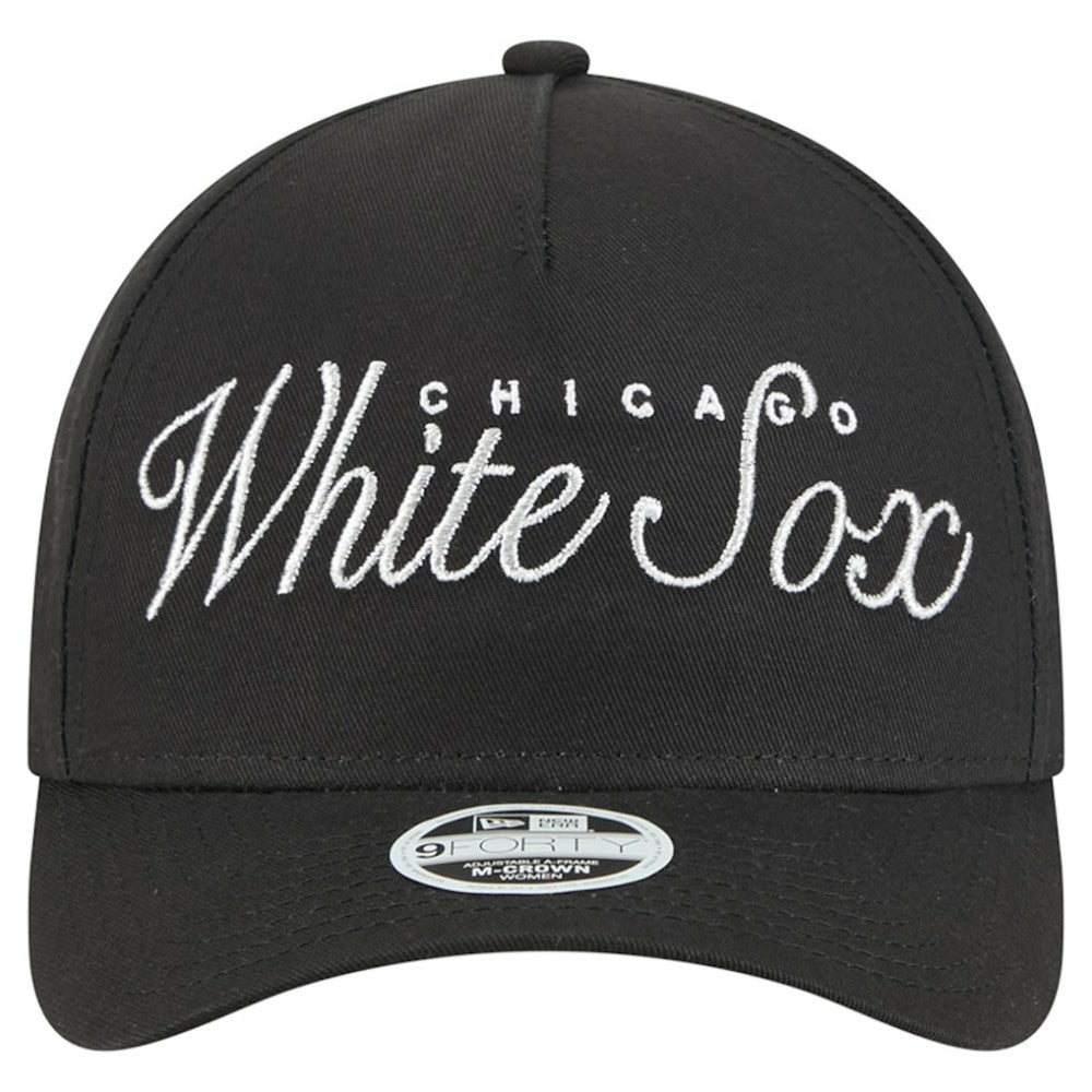 Chicago White Sox Women's Metallic A-Frame 9FORTY Adjustable Hat Black | New Era