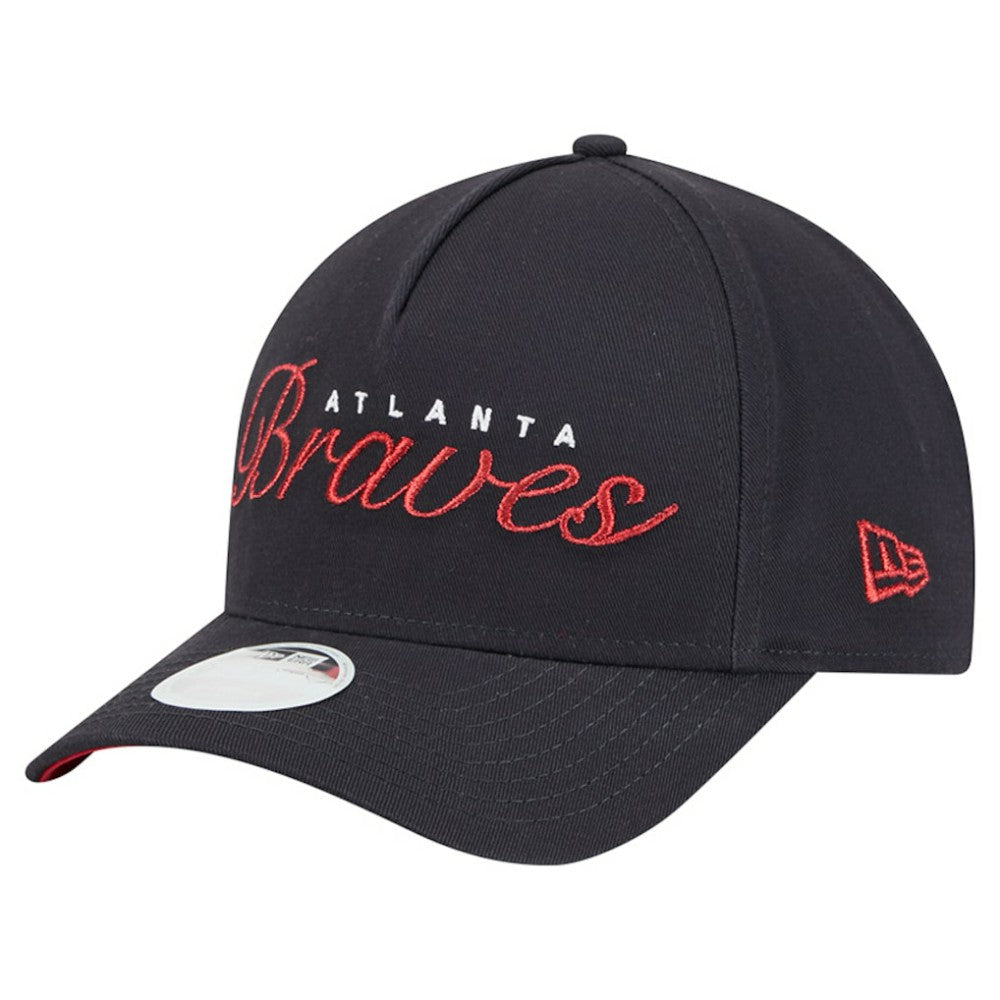 Atlanta Braves Women's Metallic A-Frame 9FORTY Adjustable Hat Navy | New Era