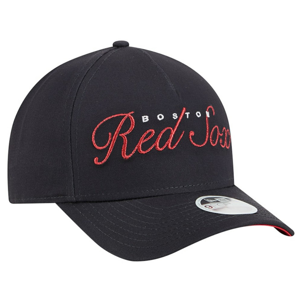 Boston Red Sox Women's Metallic A-Frame 9FORTY Adjustable Hat Navy | New Era