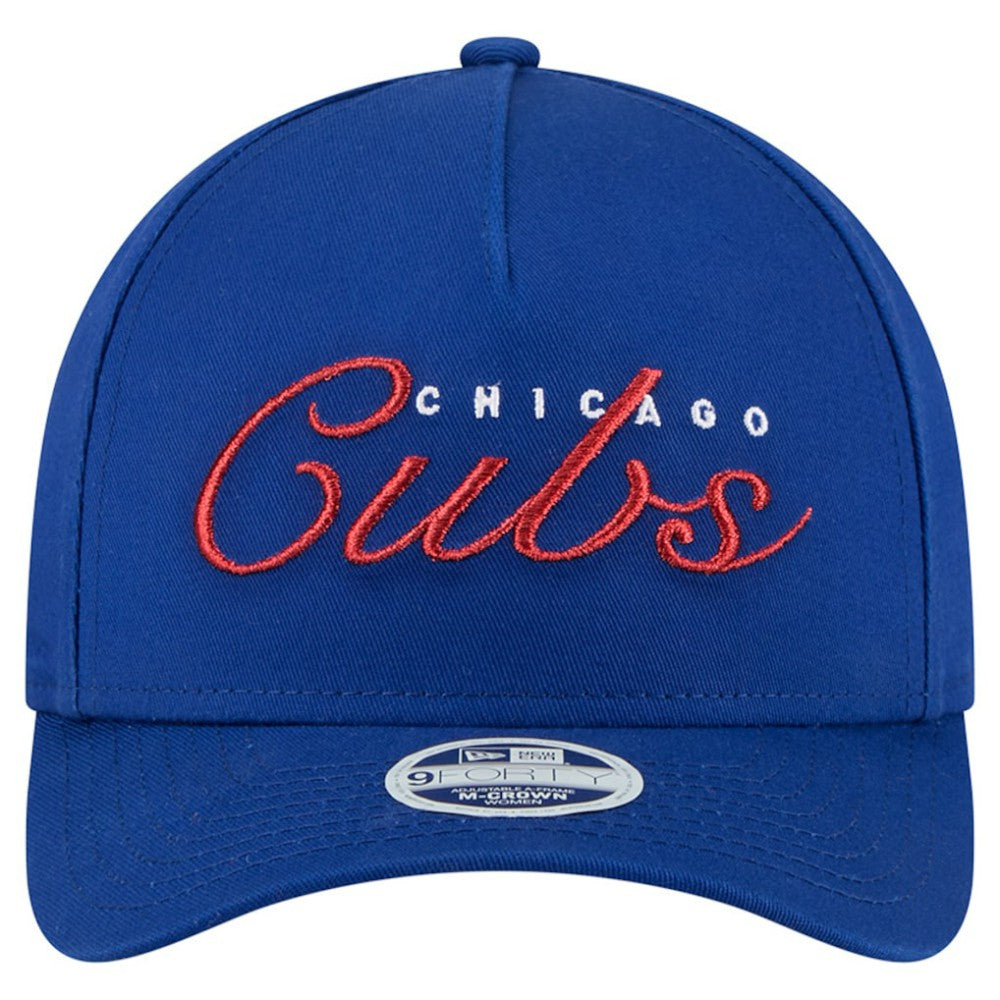 Chicago Cubs Women's Metallic A-Frame 9FORTY Adjustable Hat Royal | New Era