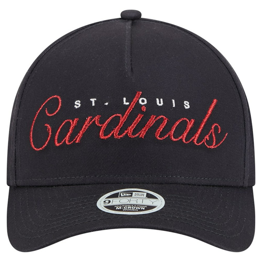 St. Louis Cardinals Women's Metallic A-Frame 9FORTY Adjustable Hat Navy | New Era