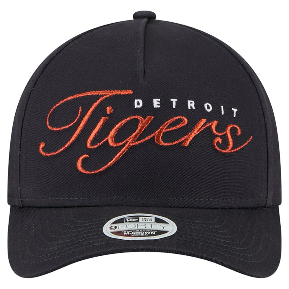 Detroit Tigers Women's Metallic A-Frame 9FORTY Adjustable Hat Navy | New Era