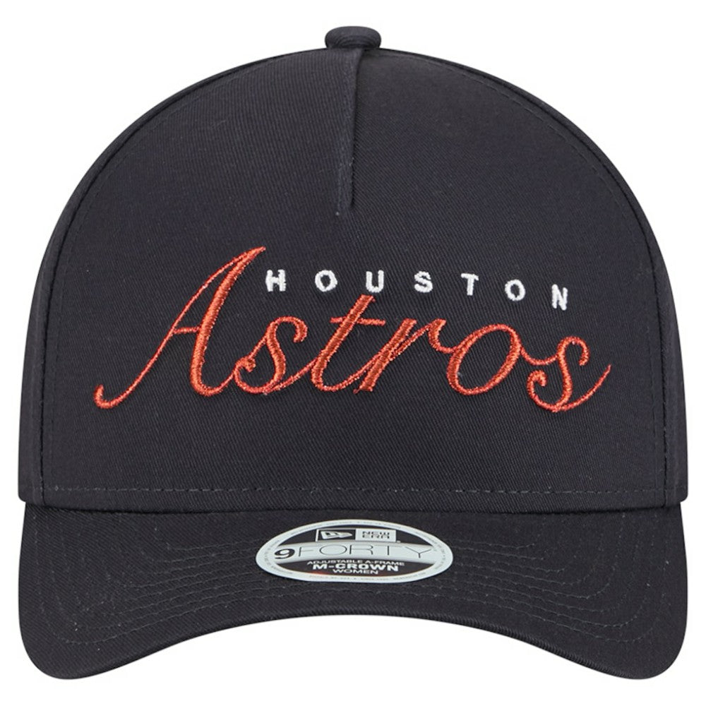 Houston Astros Women's Metallic A-Frame 9FORTY Adjustable Hat Navy | New Era