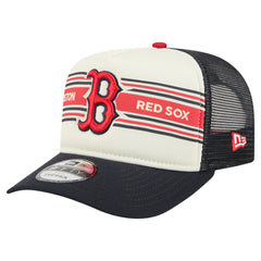 Boston Red Sox Banner A-Frame 9FIFTY Trucker Snapback Hat Cream/Navy | New Era