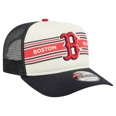 Boston Red Sox Banner A-Frame 9FIFTY Trucker Snapback Hat Cream/Navy | New Era