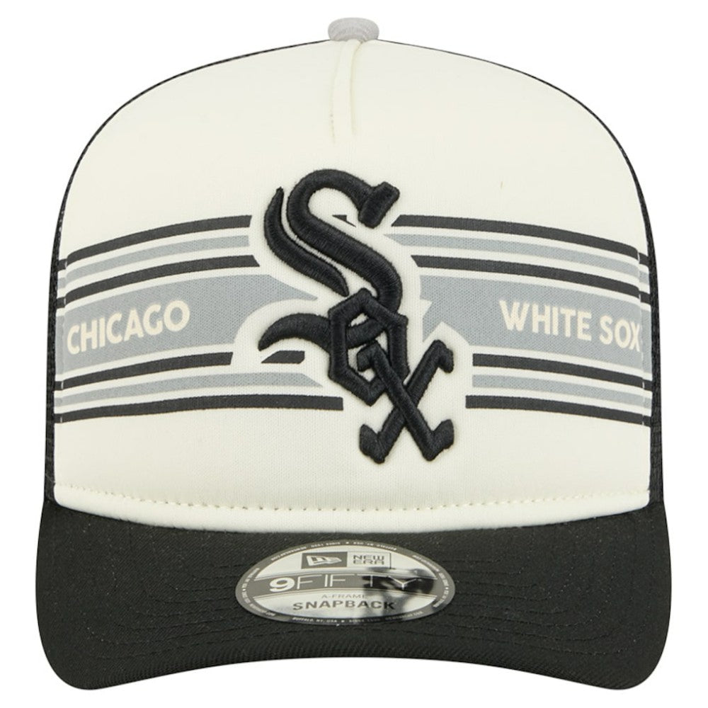 Chicago White Sox Banner A-Frame 9FIFTY Trucker Snapback Hat Cream/Black | New Era