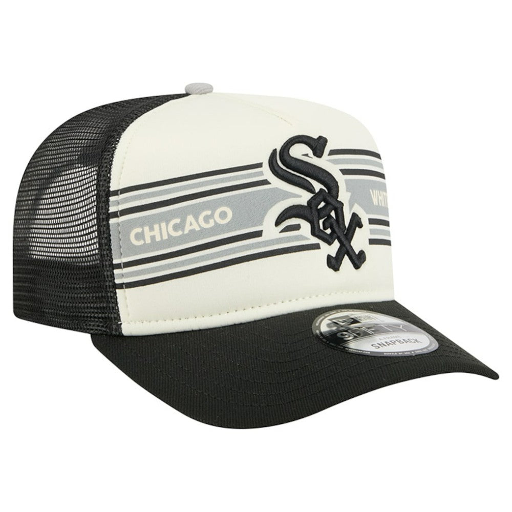 Chicago White Sox Banner A-Frame 9FIFTY Trucker Snapback Hat Cream/Black | New Era