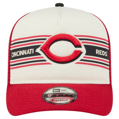 Cincinnati Reds Banner A-Frame 9FIFTY Trucker Snapback Hat Cream/Red | New Era