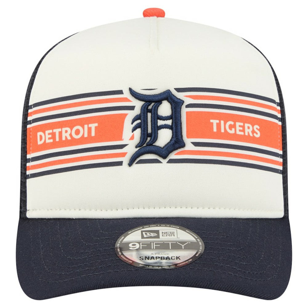 Detroit Tigers Banner A-Frame 9FIFTY Trucker Snapback Hat Cream/Navy | New Era