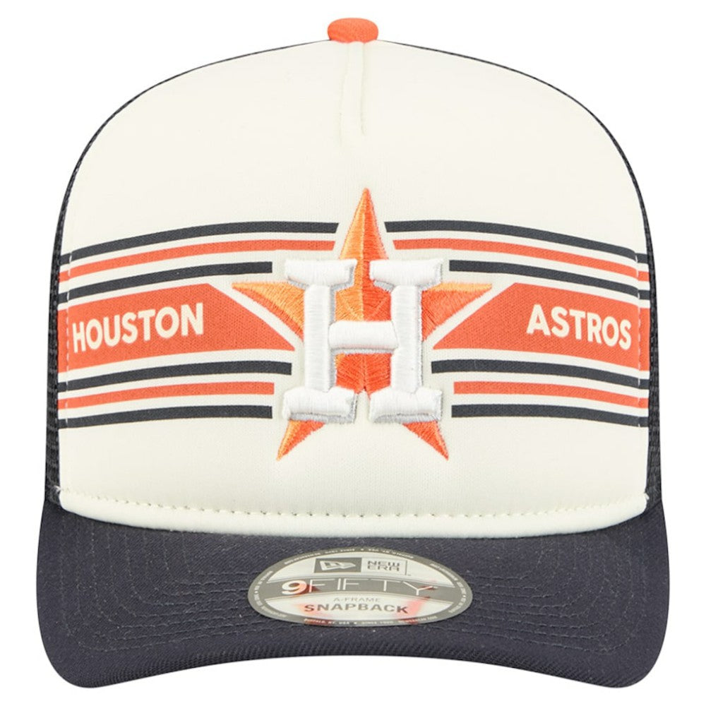 Houston Astros Banner A-Frame 9FIFTY Trucker Snapback Hat Cream/Navy | New Era