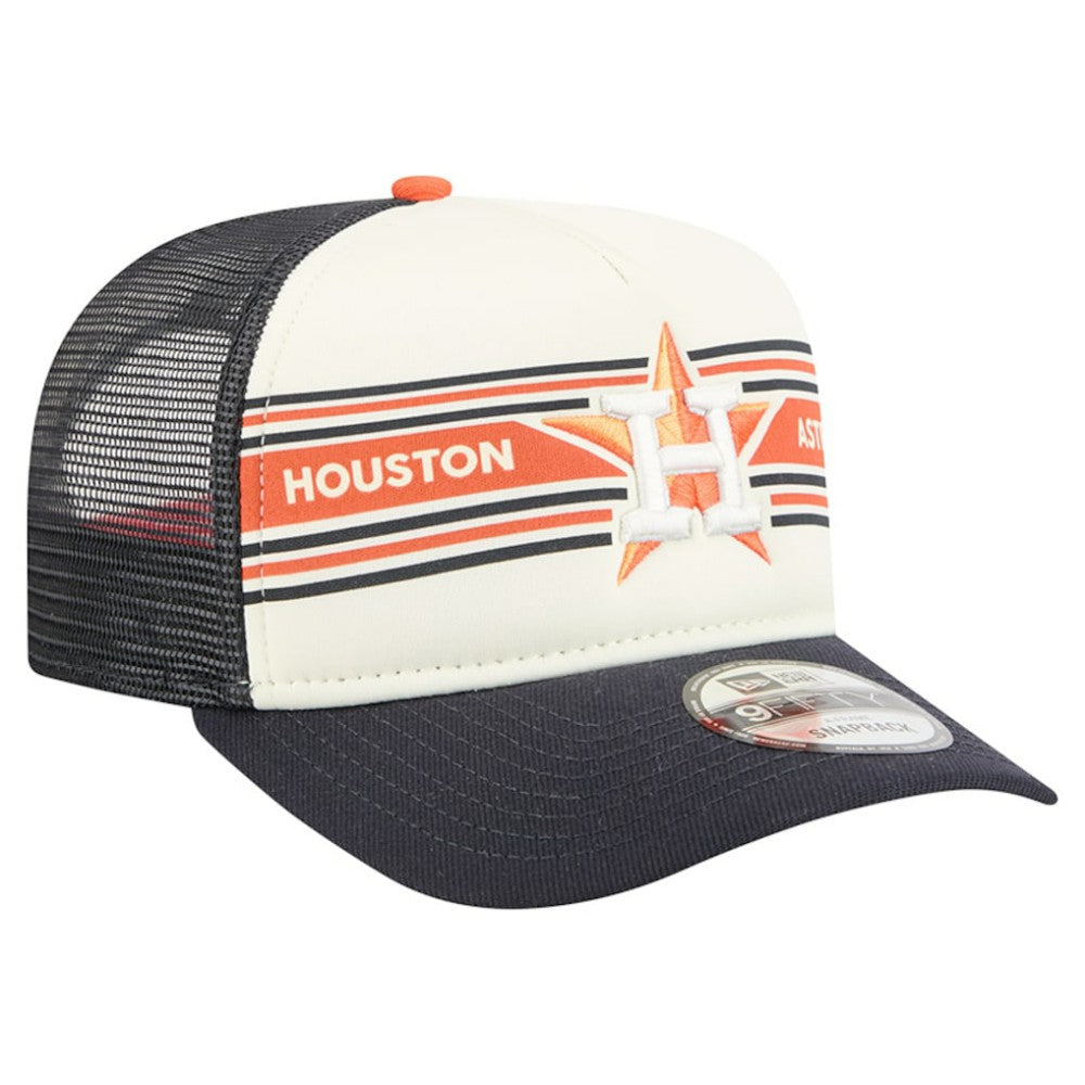 Houston Astros Banner A-Frame 9FIFTY Trucker Snapback Hat Cream/Navy | New Era