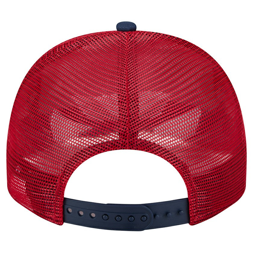 Los Angeles Angels Banner A-Frame 9FIFTY Trucker Snapback Hat Cream/Red | New Era