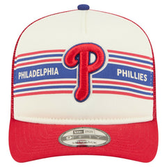 Philadelphia Phillies Banner A-Frame 9FIFTY Trucker Snapback Hat Cream/Red | New Era