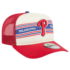 Philadelphia Phillies Banner A-Frame 9FIFTY Trucker Snapback Hat Cream/Red | New Era