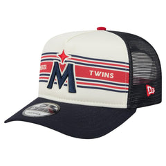 Minnesota Twins Banner A-Frame 9FIFTY Trucker Snapback Hat Cream/Navy | New Era