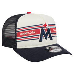 Minnesota Twins Banner A-Frame 9FIFTY Trucker Snapback Hat Cream/Navy | New Era