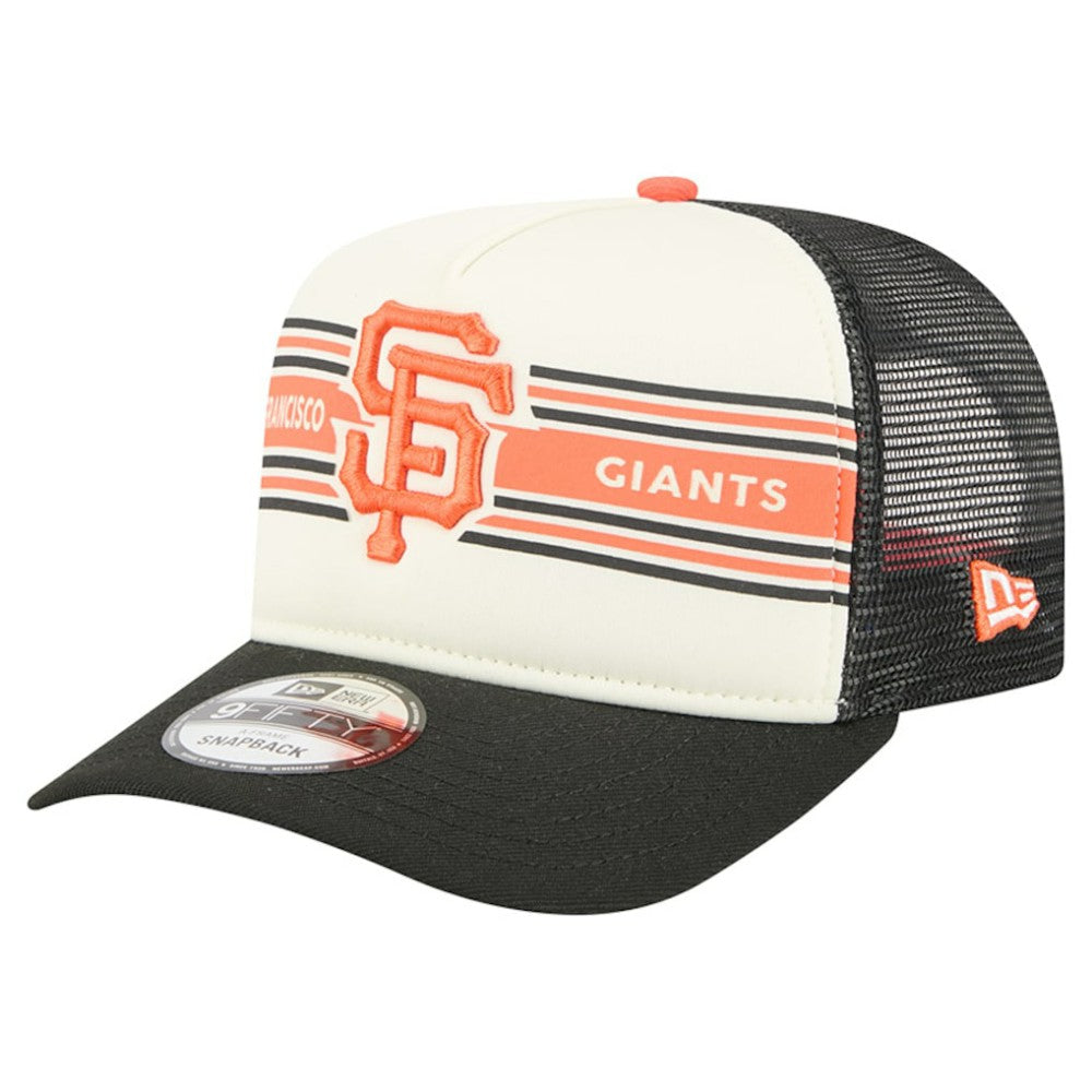 San Francisco Giants Banner A-Frame 9FIFTY Trucker Snapback Hat Cream/Black | New Era