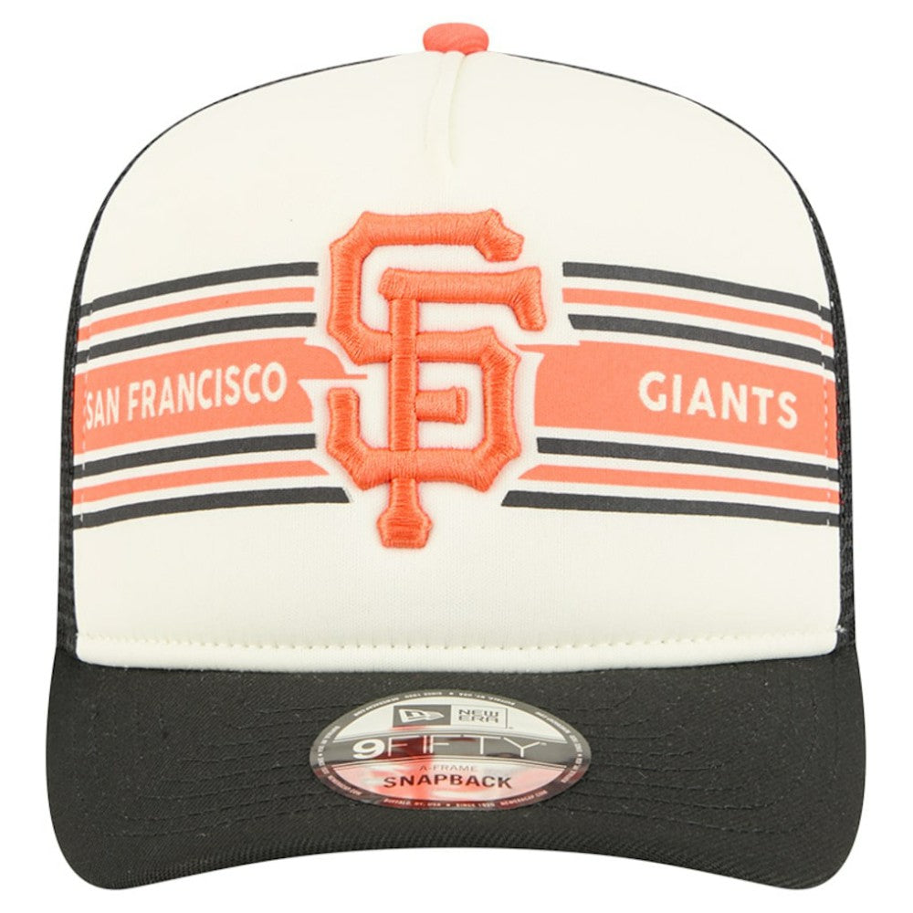San Francisco Giants Banner A-Frame 9FIFTY Trucker Snapback Hat Cream/Black | New Era