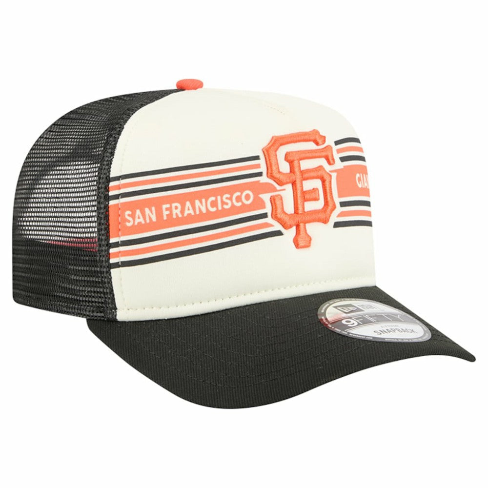 San Francisco Giants Banner A-Frame 9FIFTY Trucker Snapback Hat Cream/Black | New Era