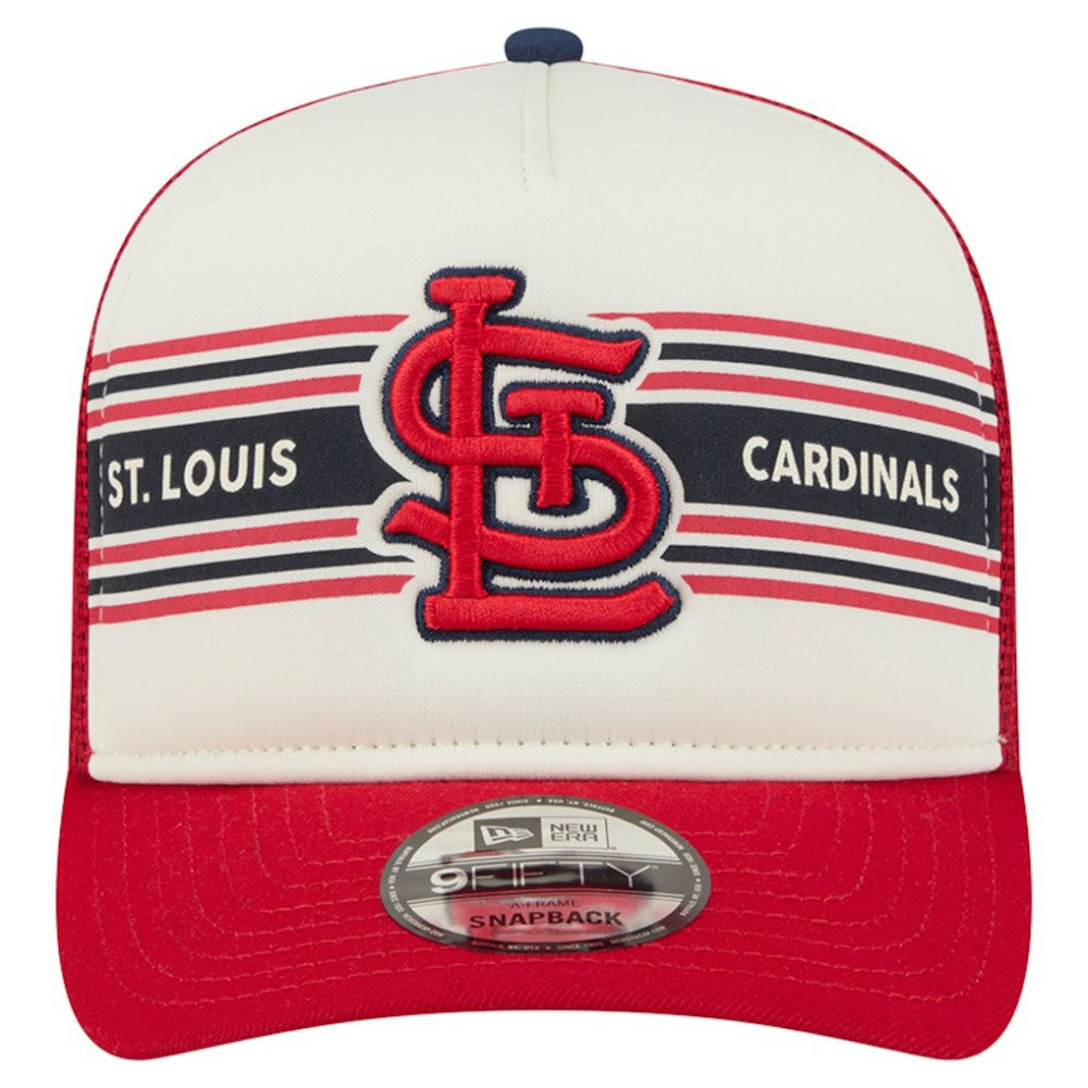 St. Louis Cardinals Banner A-Frame 9FIFTY Trucker Snapback Hat Cream/Red | New Era