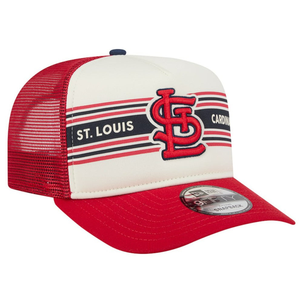 St. Louis Cardinals Banner A-Frame 9FIFTY Trucker Snapback Hat Cream/Red | New Era