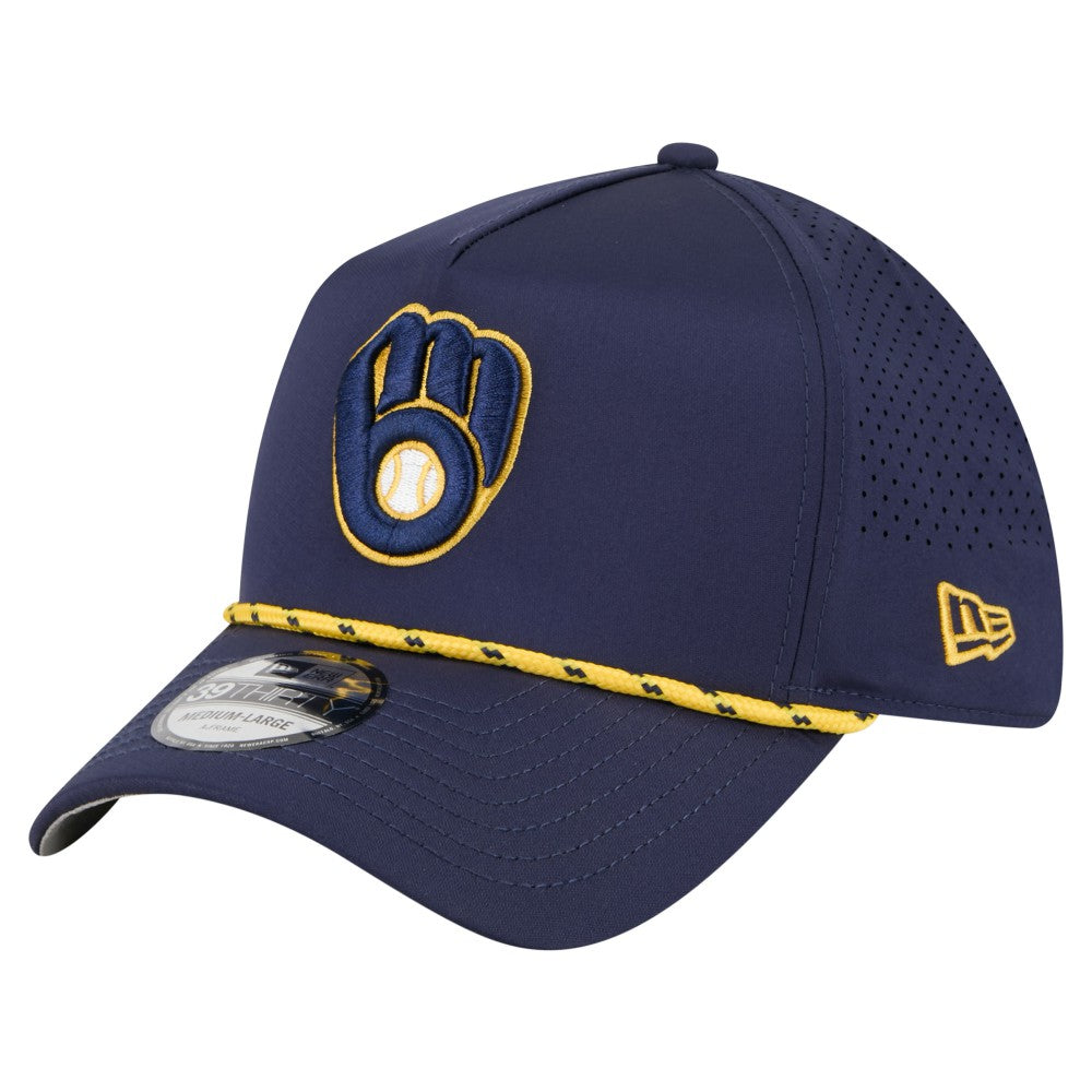 Milwaukee Brewers 39THIRTY A-Frame Perforated Flex Hat Navy | New Era