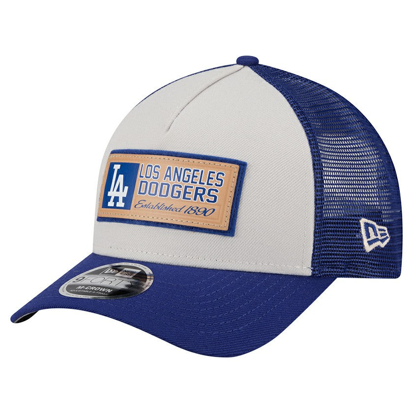 Los Angeles Dodgers Text A-Frame Trucker 9FORTY Hat Stone/Royal | New Era