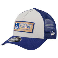 Los Angeles Dodgers Text A-Frame Trucker 9FORTY Hat Stone/Royal | New Era