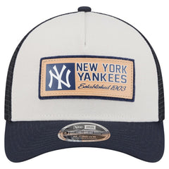 New York Yankees Text A-Frame Trucker 9FORTY Hat Stone/Navy | New Era