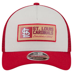 St. Louis Cardinals Text A-Frame Trucker 9FORTY Hat Stone/Red | New Era