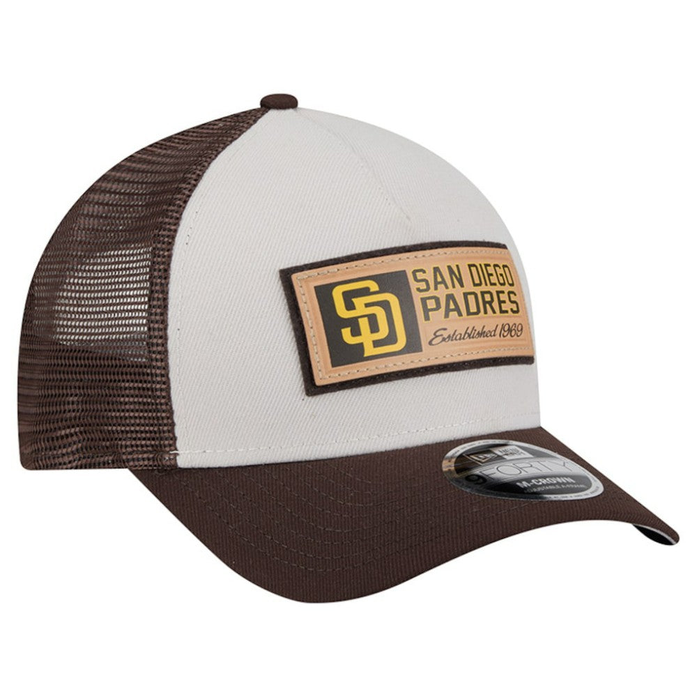 San Diego Padres Text A-Frame Trucker 9FORTY Hat Stone/Brown | New Era