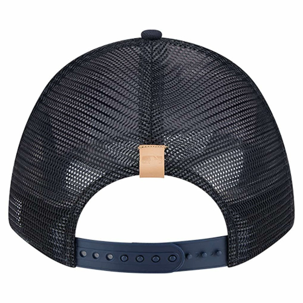 Atlanta Braves Text A-Frame Trucker 9FORTY Hat Stone/Navy | New Era