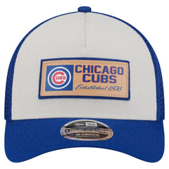 Chicago Cubs Text A-Frame Trucker 9FORTY Hat Stone/Royal | New Era
