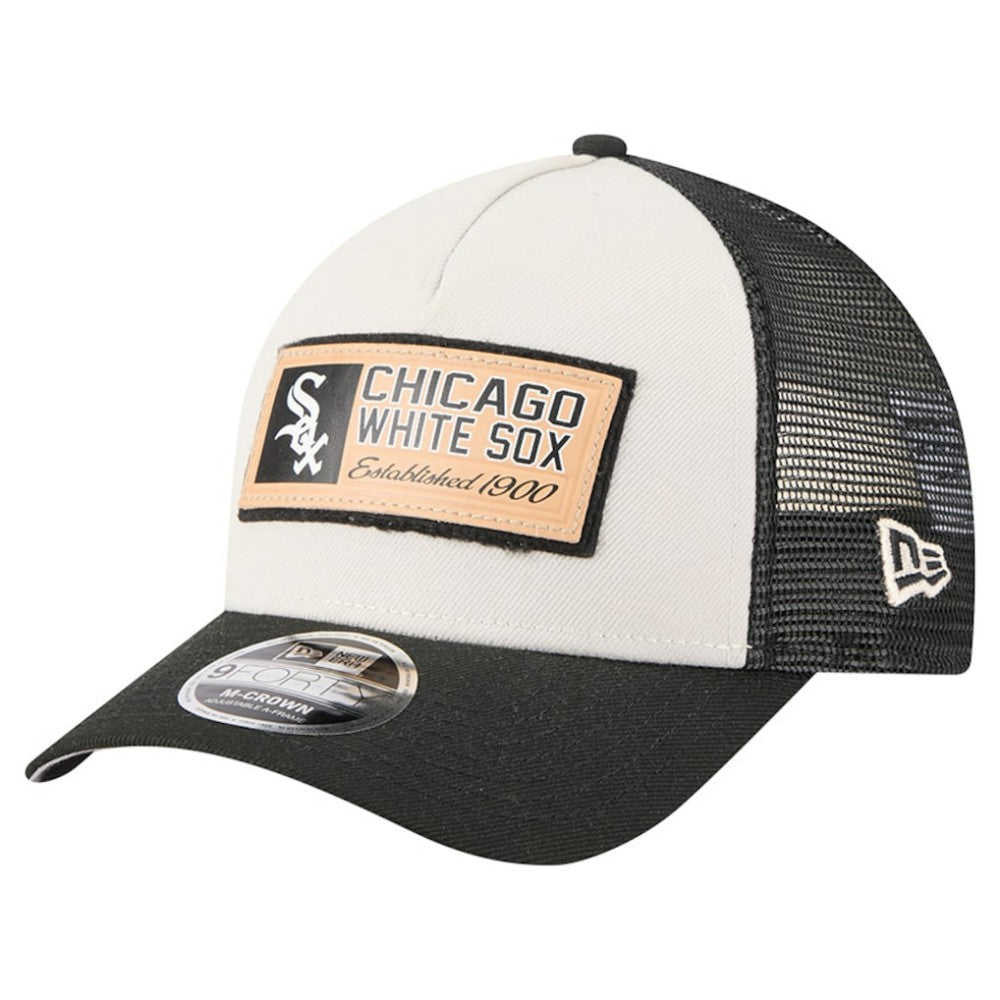 Chicago White Sox Text A-Frame Trucker 9FORTY Hat Stone/Black | New Era