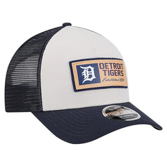 Detroit Tigers Text A-Frame Trucker 9FORTY Hat Stone/Navy | New Era