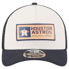 Houston Astros Text A-Frame Trucker 9FORTY Hat Stone/Navy | New Era