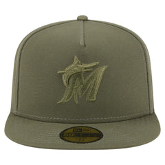 Miami Marlins Color Pack A-Frame 59FIFTY Fitted Hat Olive | New Era