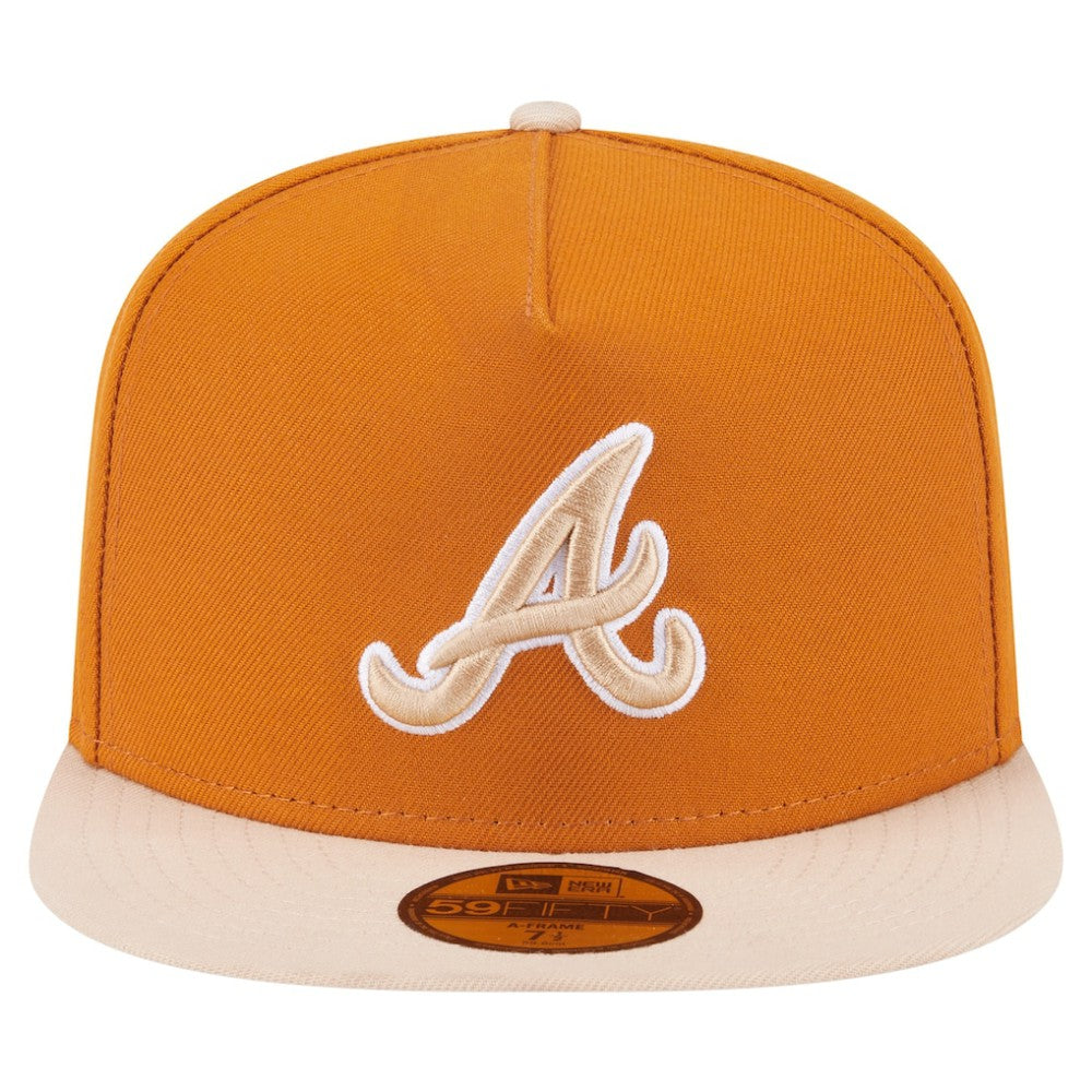 Atlanta Braves Two-Tone Color Pack A-Frame 59FIFTY Fitted Hat Orange/Light Beige | New Era