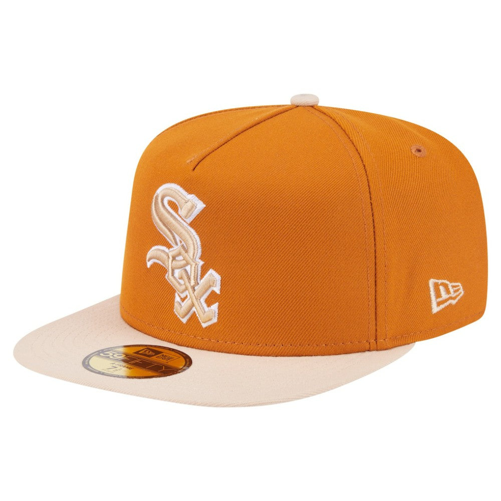 Chicago White Sox Two-Tone Color Pack A-Frame 59FIFTY Fitted Hat Orange/Light Beige | New Era