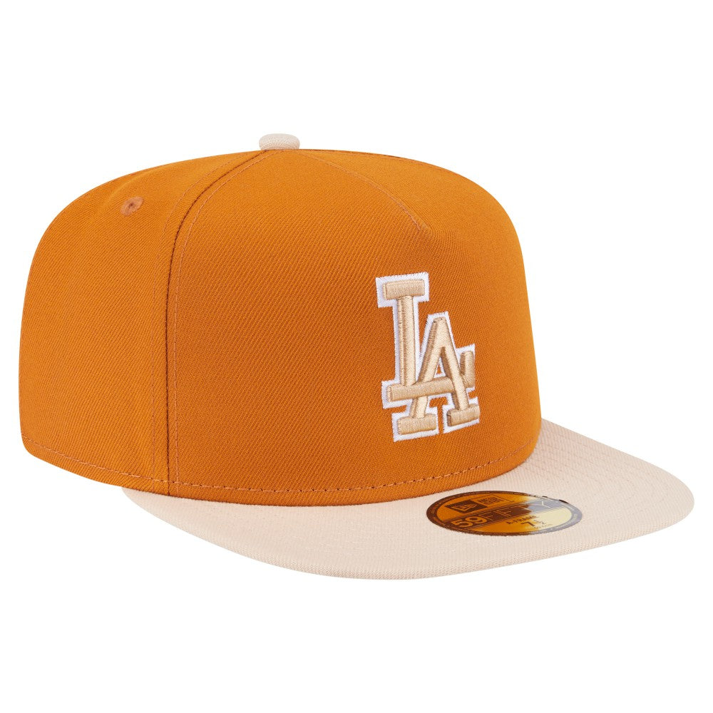 Los Angeles Dodgers Two-Tone Color Pack A-Frame 59FIFTY Fitted Hat Orange/Light Beige | New Era