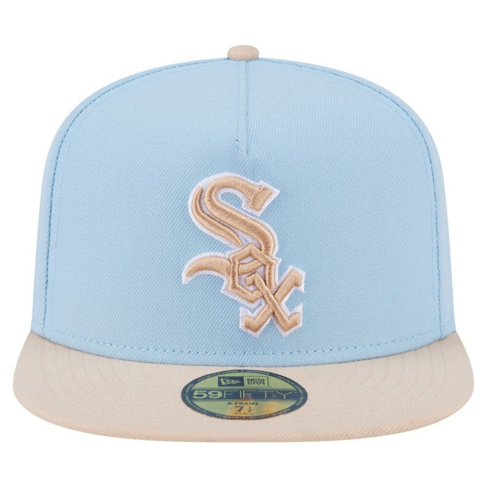 Chicago White Sox Two-Tone Color Pack A-Frame 59FIFTY Fitted Hat Light Blue/Cream | New Era