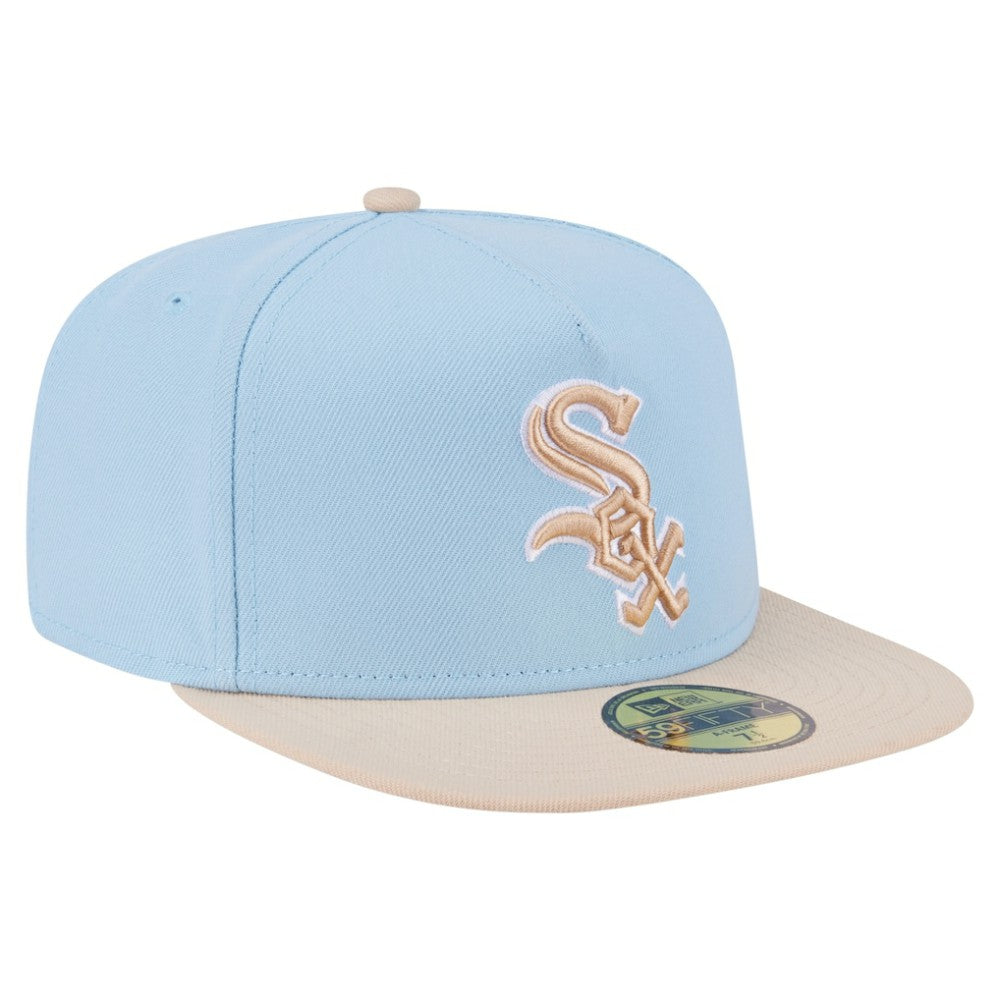 Chicago White Sox Two-Tone Color Pack A-Frame 59FIFTY Fitted Hat Light Blue/Cream | New Era