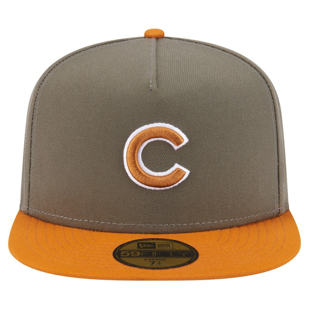 Chicago Cubs Two-Tone Color Pack A-Frame 59FIFTY Fitted Hat Olive/Orange | New Era