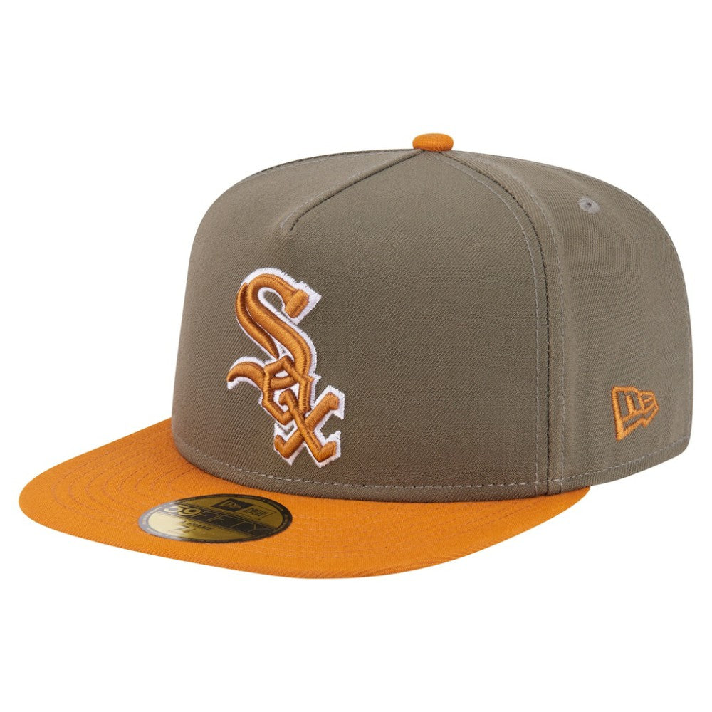 Chicago White Sox Two-Tone Color Pack A-Frame 59FIFTY Fitted Hat Olive/Orange | New Era