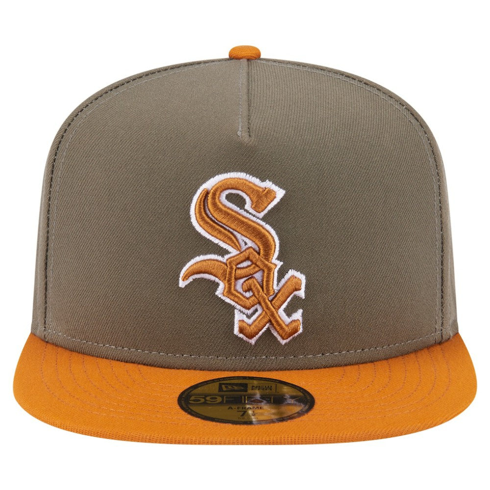 Chicago White Sox Two-Tone Color Pack A-Frame 59FIFTY Fitted Hat Olive/Orange | New Era