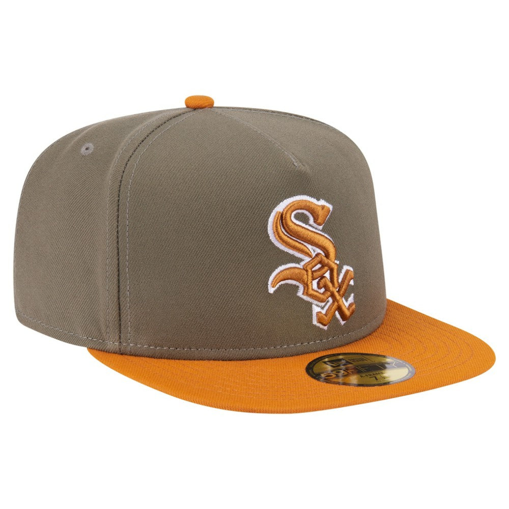 Chicago White Sox Two-Tone Color Pack A-Frame 59FIFTY Fitted Hat Olive/Orange | New Era