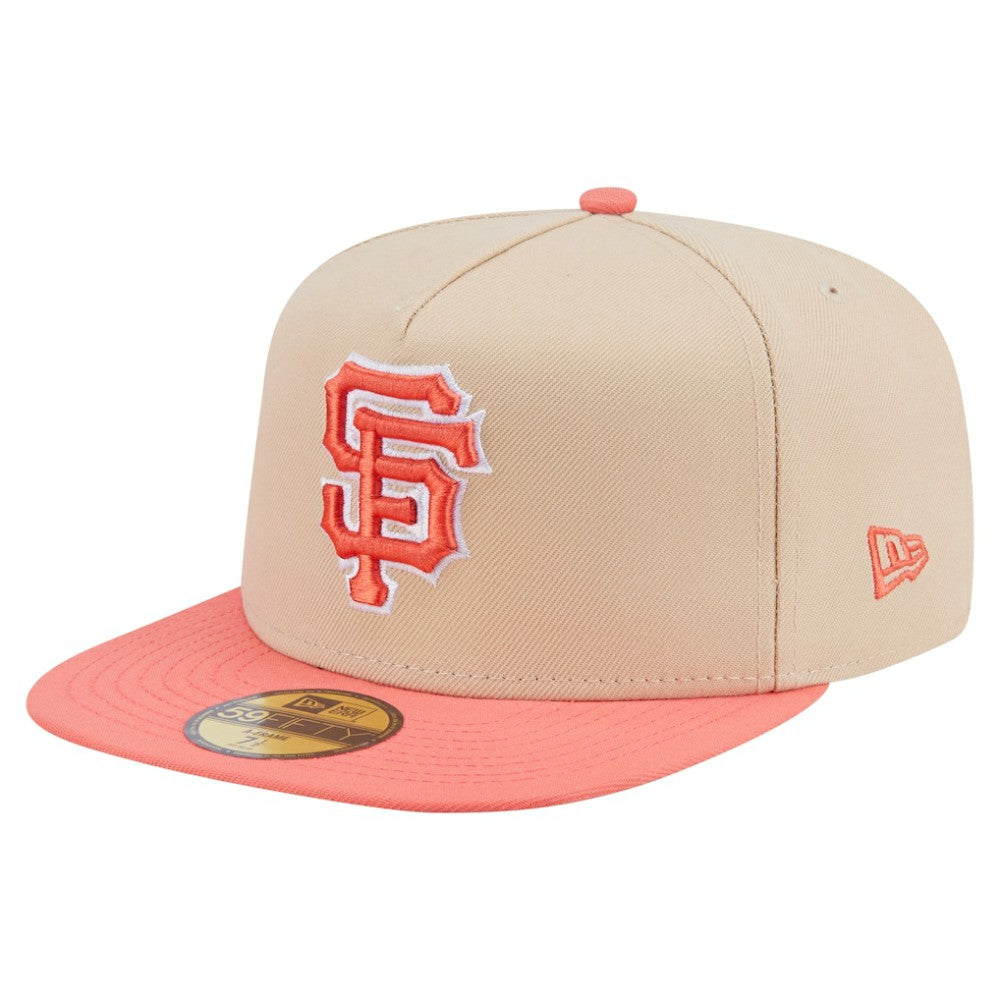 San Francisco Giants Two-Tone Color Pack A-Frame 59FIFTY Fitted Hat Light Beige/Coral | New Era
