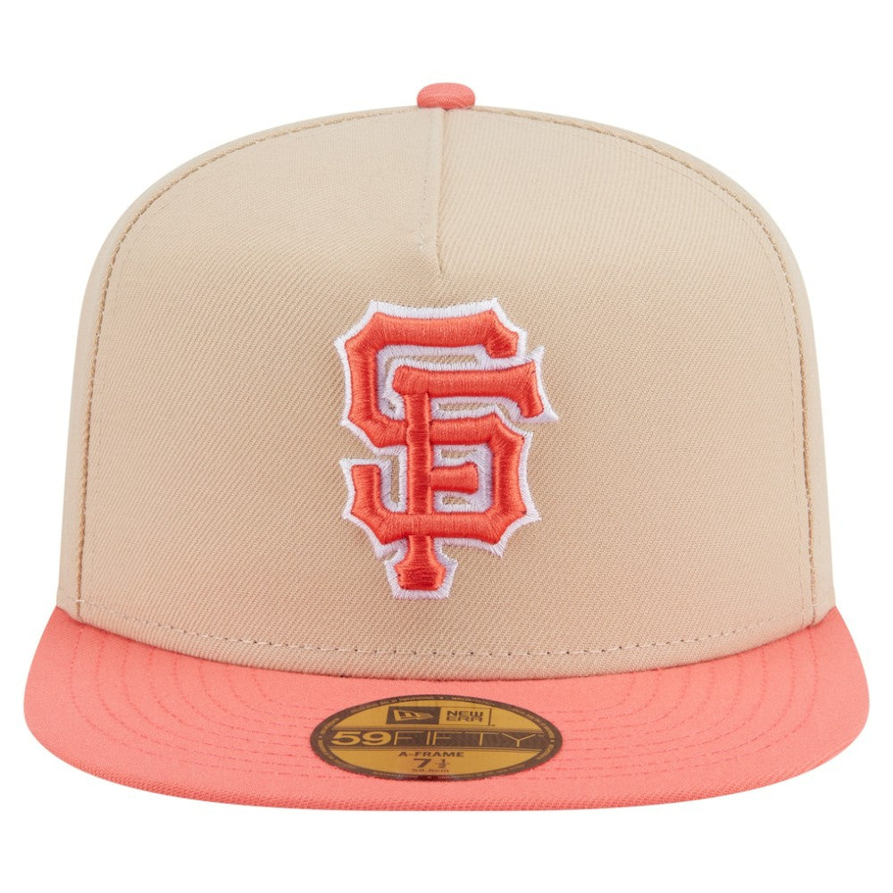 San Francisco Giants Two-Tone Color Pack A-Frame 59FIFTY Fitted Hat Light Beige/Coral | New Era