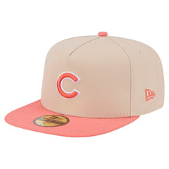 Chicago Cubs Two-Tone Color Pack A-Frame 59FIFTY Fitted Hat Light Beige/Coral | New Era