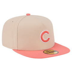 Chicago Cubs Two-Tone Color Pack A-Frame 59FIFTY Fitted Hat Light Beige/Coral | New Era